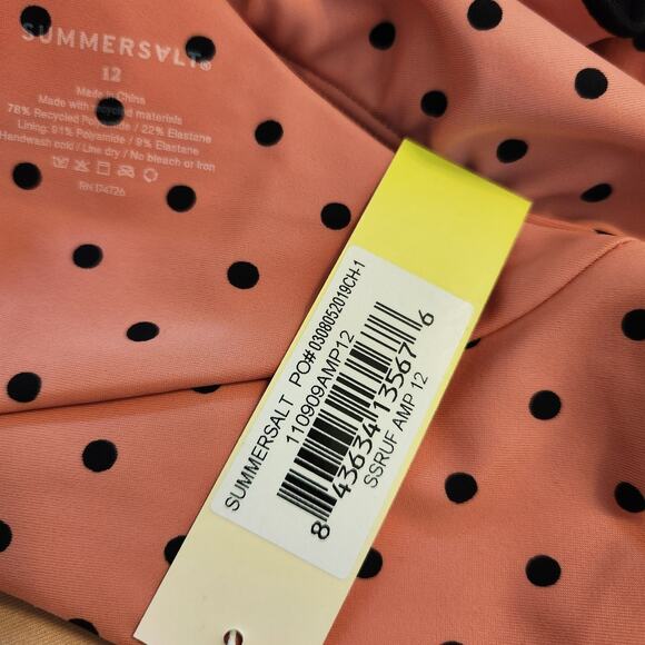 New Summersalt Swimsuit Sz 12 Womens OnePiece Ruffle Sidestroke Bathing Polkadot - Picture 10 of 10